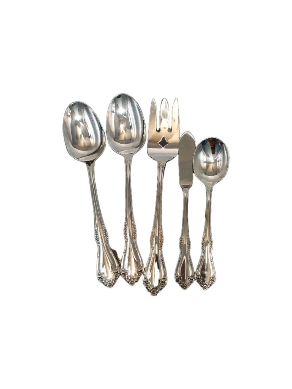 Oneida Mansfield Serving Set Spoons Fork Knife Stainless Wm A Rogers Set of 6